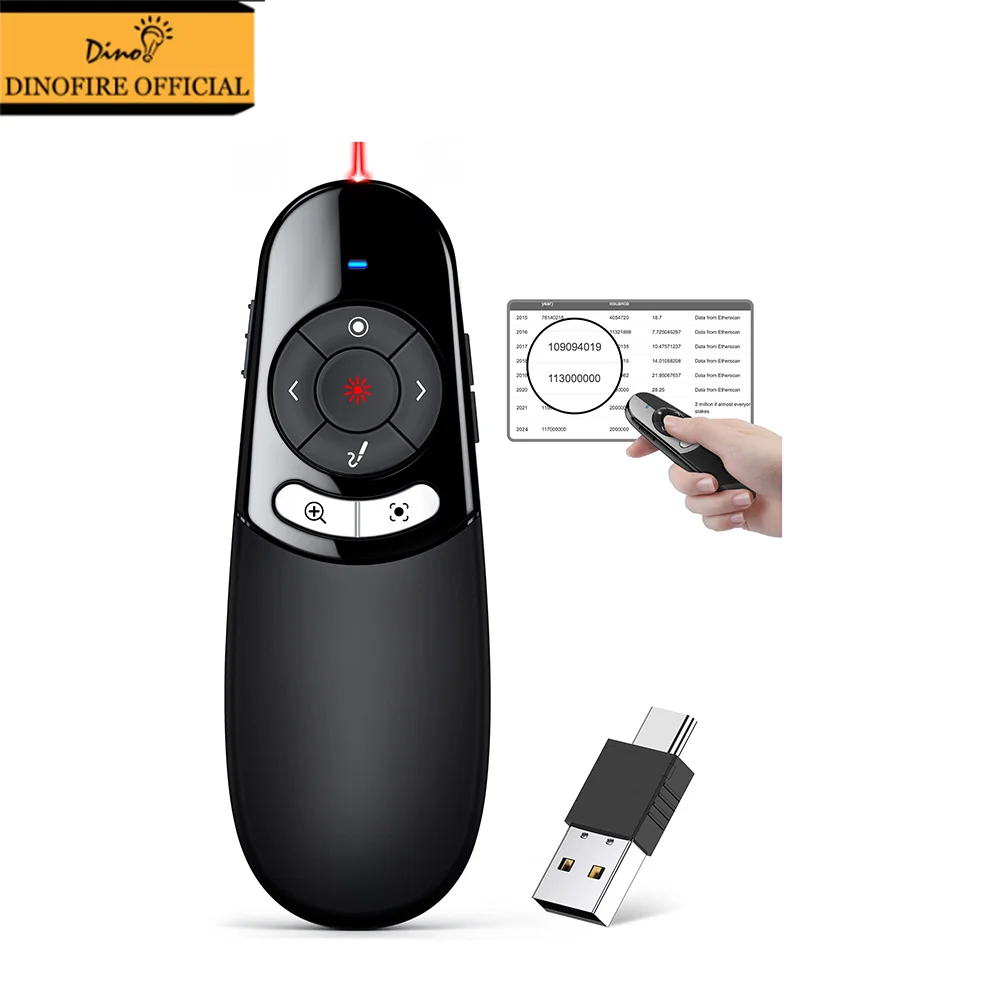 

Физическая и цифровая указка, беспроводной презентационный кликер для Powerpoint, Mac, ноутбука и ПК с лупой для подсветки