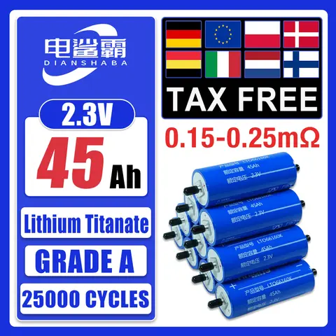 Grade A 2.3V 45Ah 100% LTO 66160 Original YinLong Lithium Titanate Battery Home Energy Solar Power Storage  Electric Boat Solar