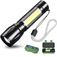 USB Rechargeable Mini Flashlight LED Flashlight COB+XPE Portable Torch Camping Lantern Zoomable Focus Light Flashlight With Clip