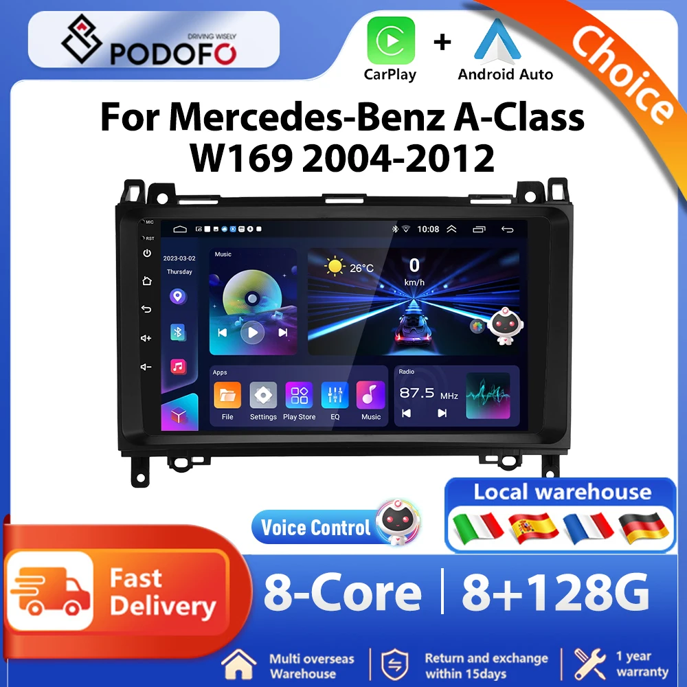 Podofo Android Car Radio For Mercedes Benz B200 Sprinter W169 W245 W906 Vito Android Auto Multimedia Player Navigation