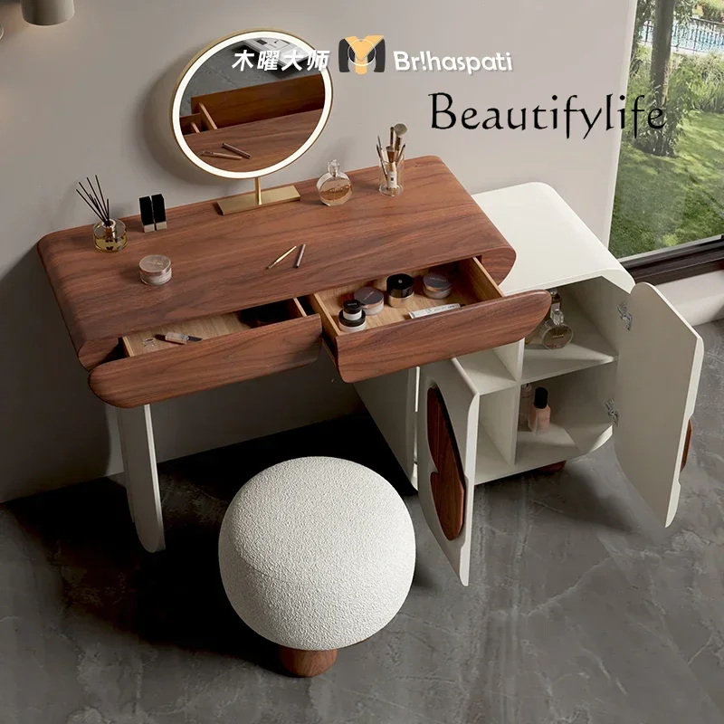 

Q All solid wood dresser light luxury high-end bedroom simple modern storage chest integrated small makeup table