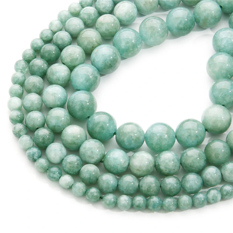Natural Stone Burmese Jades Amazonite Color Beads Round Loose Spacer Beads For Jewelry Making Diy Bracelet Necklace 6/8/10/12mm