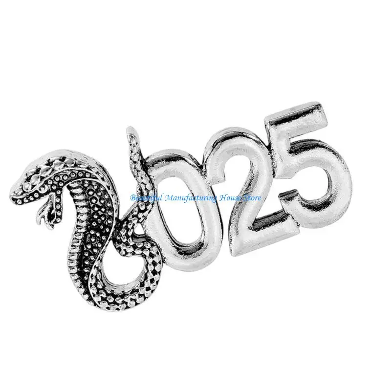 E56A Elegant 2025 Snake Year Brooch Pin Wisdoms And Good Fortune Badge Pin Nonfading Metal For Festival Fashion Enthusiasts