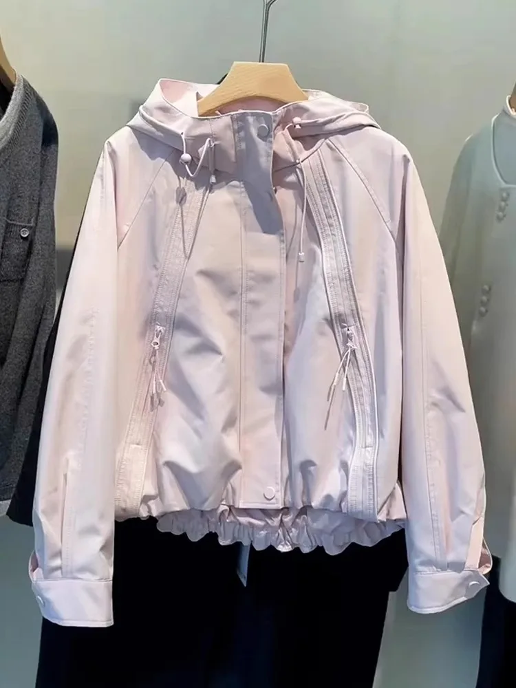 

Весна 2026, новинка Ultra-Fire Small Fraance Sle, уникальная красивая модная розовая куртка с капюшоном, женская верхняя одежда из полиэстера/...