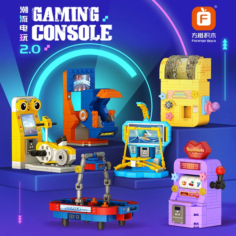 

Trendy Arcade Mini Game Console Gashapon Vending Machine Building Blocks DIY Model Bricks Educational Toy Kids Birthday Gift Dec