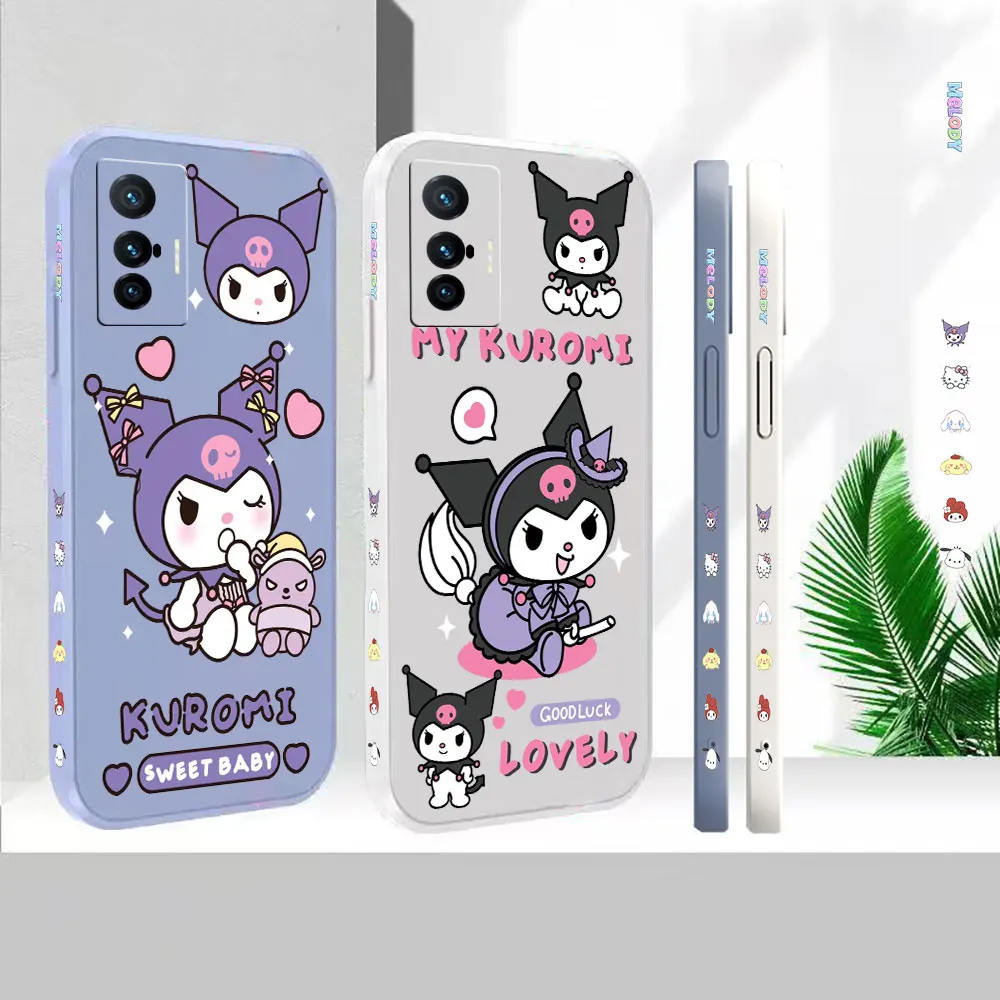 

Liquid Silicone Case For VIVO X90 X80 X70 X70T X60 X60T X50 X30 X27 X21S X21I X21IA Cover Anime Cute kuromi Fundas Cqoues Shell