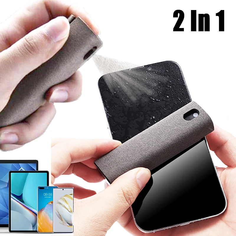 2In1 Portable Screen Protector Spray Bottle Set Dust Removal Clean Cloth Wipe Microfiber Screen Cleaner for Tablet Iphone Glass