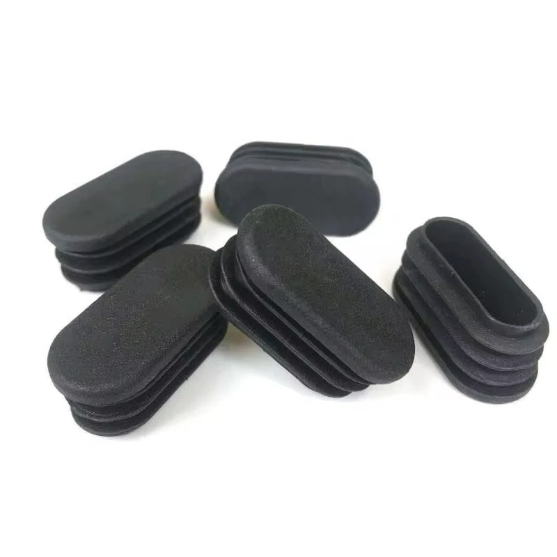 Hitam/putih Oval plastik persegi panjang penutup ujung tabung penyisipan steker meja Dan kursi Dan berbentuk kaki Plug dekoratif penutup debu