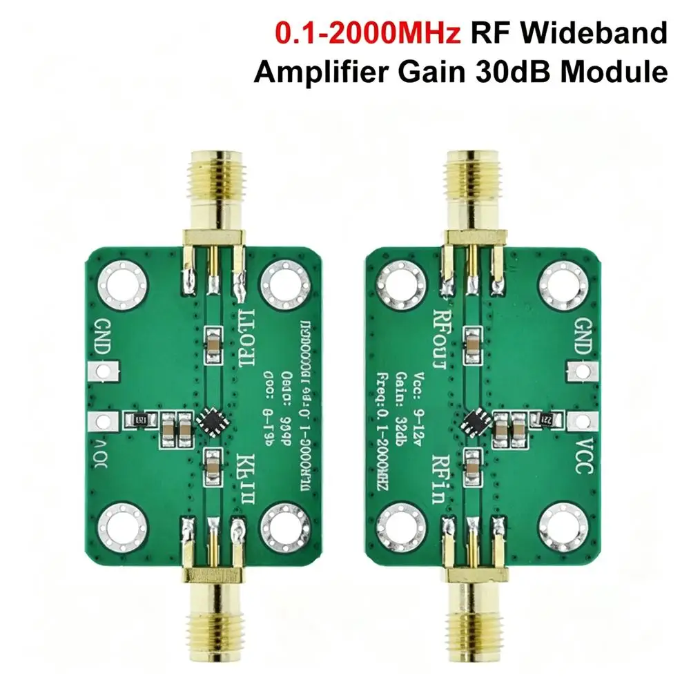 RF Broadband Amplifier Module LNA 0.1-2000MHz Low Noise Wideband RF Signal Amplifier Board Wideband Amplifier Gain 30dB DC 6-12V