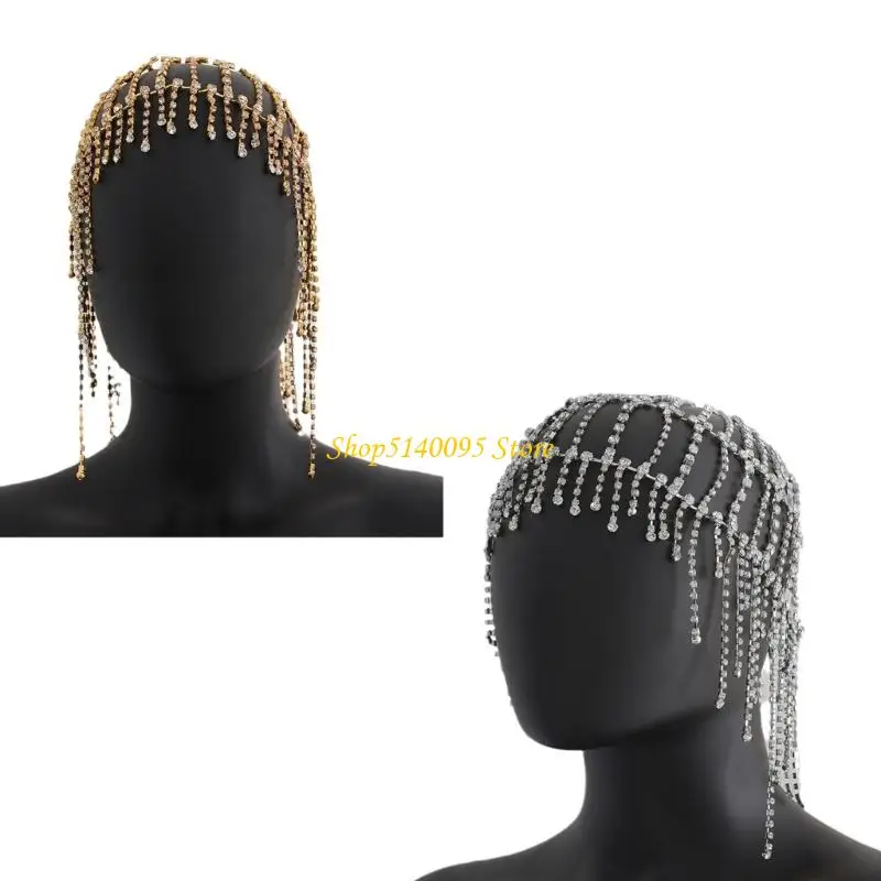 

DXAE Festival Bohemian Hair Jewelry Crystal Beaded Fringe for Special Occasion