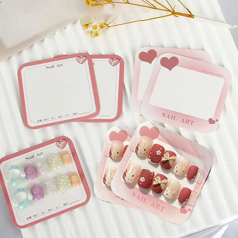 20/50 hojas 6,5x6,3 cm embalaje de uñas cartón hecho a mano diseño de uñas postizas muestra tarjetas de exposición manicura arte exhibición Nailfie Prop