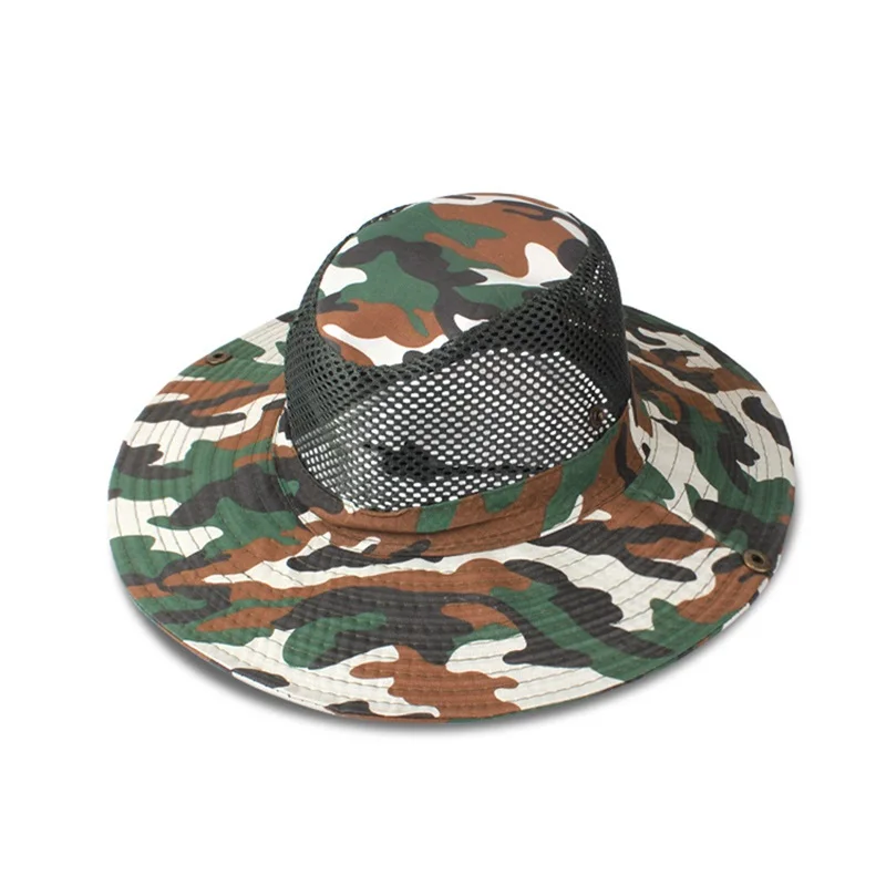 Camouflage Sun Hat for Men Sun Protection Wide Brim Fish Hat with Neck Flap Sun-Shading Breathable Outdoor Camping Hiking Hat