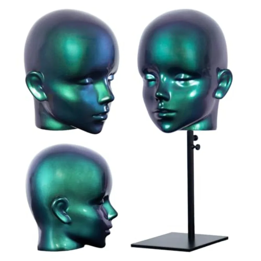 

Регулируемая голова манекена с черной металлической подставкой для укладки и демонстрации париков, шапок, головных уборов в салоне или домашнем комплекте