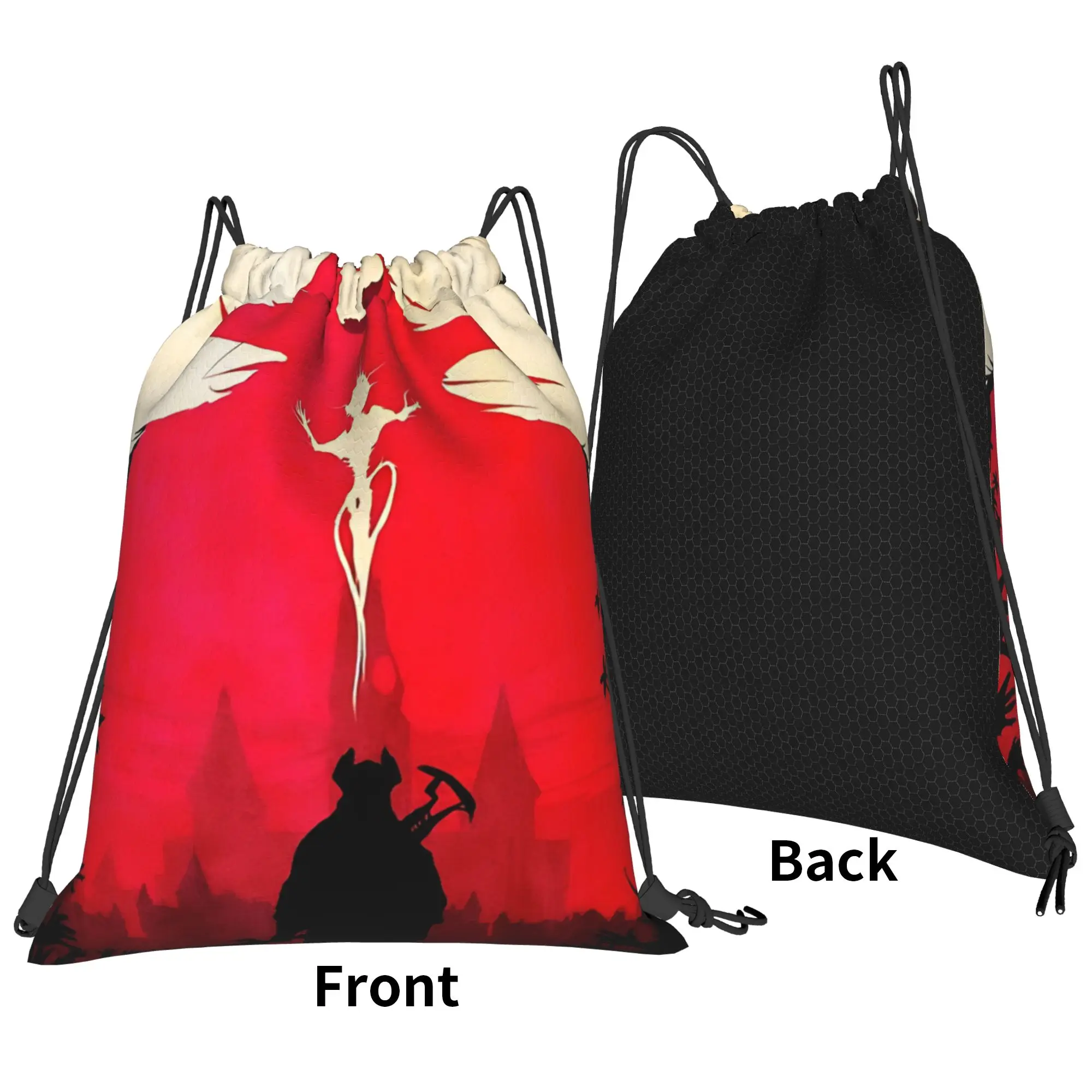 Bloodborne Dark Fantasy Gothic Portable Sports Riding Gym Drawstring Storage Sporty Backpacks