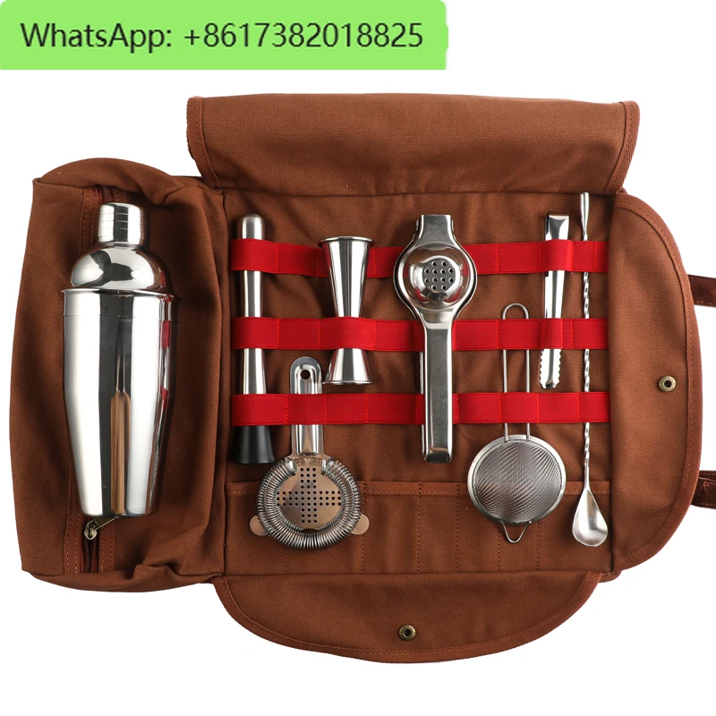 

Stainless Steel Cocktail Mixer Storage Bag Set Outdoor Convenience