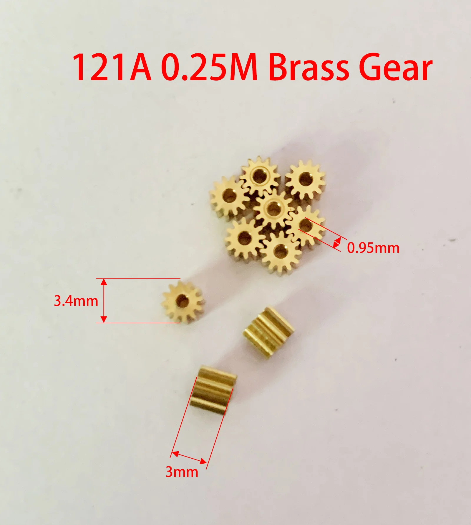 121A 121.5A 122A 0.25M Pinion 12 Teeth Good Mechanical Small Modulus Gear Metal Copper Hole 1.5mm/ 2mm Tightly Matched