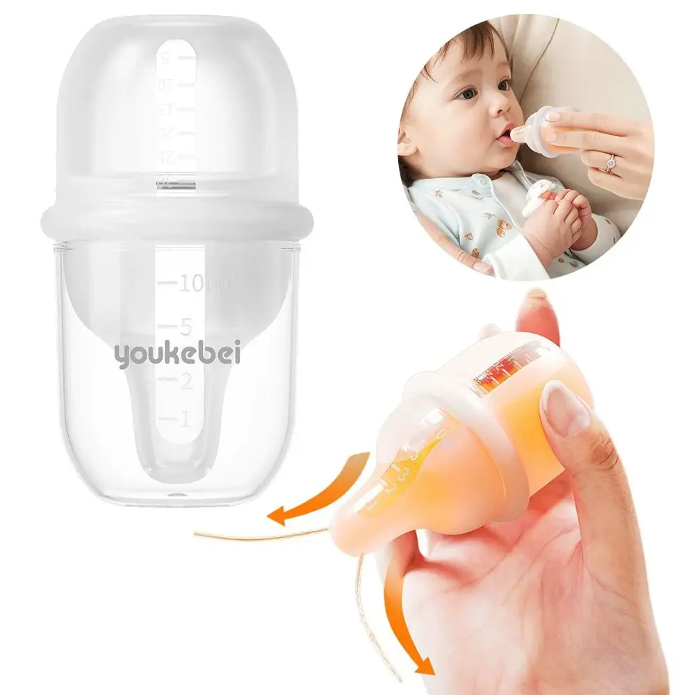 

Slow Flow Nipple Silicone Baby Bottles 30ml with Scale Food Squeeze Feeder Anti-vomiting with Dust-proof Cover