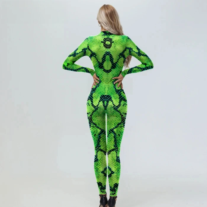 ฮาโลวีนคอสเพลย์เครื่องแต่งกายผู้หญิงสัตว์กบรูปแบบ 3D การพิมพ์ Jumpsuits เครื่องแต่งกาย Onesie ชุดแฟนซีชุด Zentai