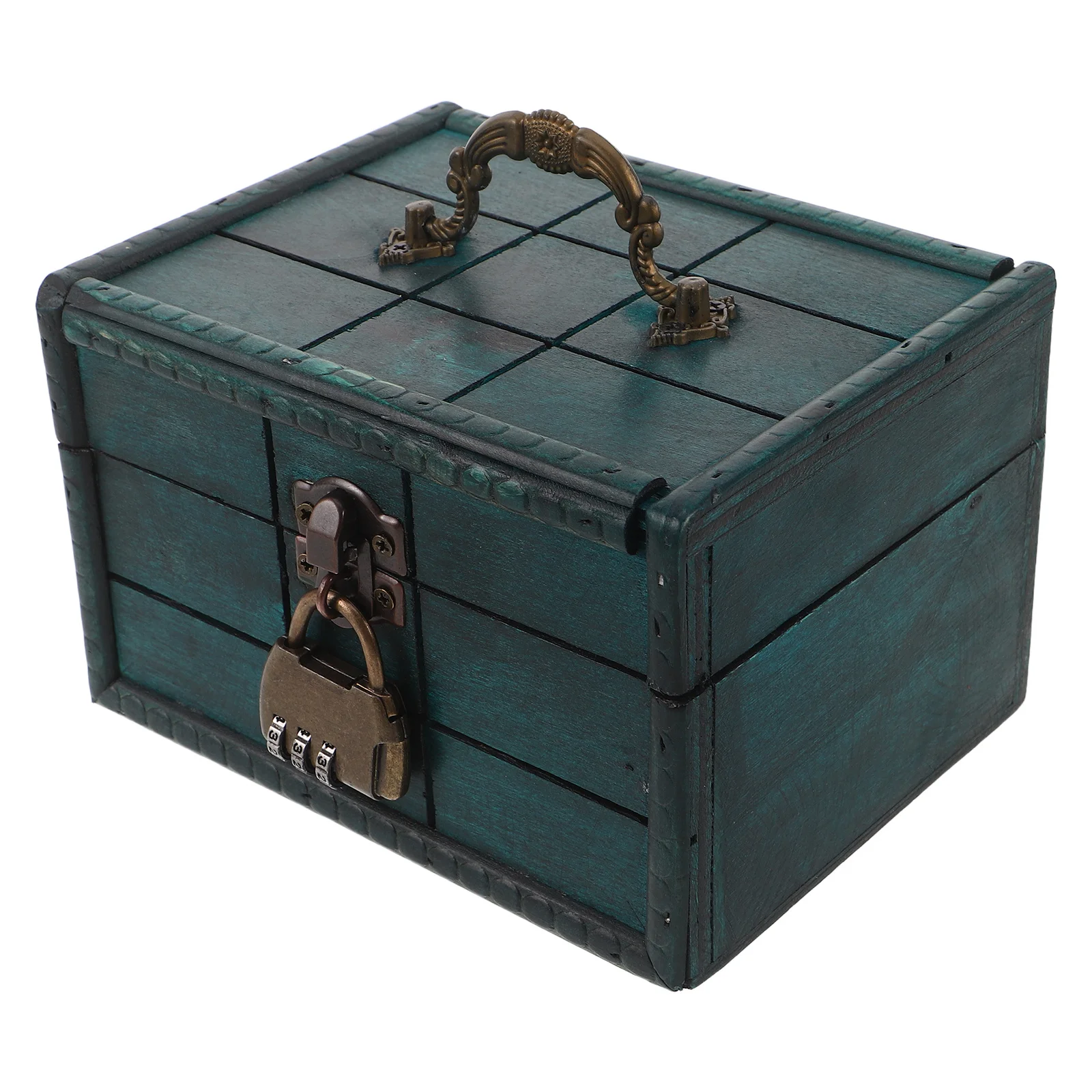 

Retro Wooden Storage Box with Lid Large Compartment Vintage Jewelry Case Portable Desktop Organizer for Bedroom Living Room