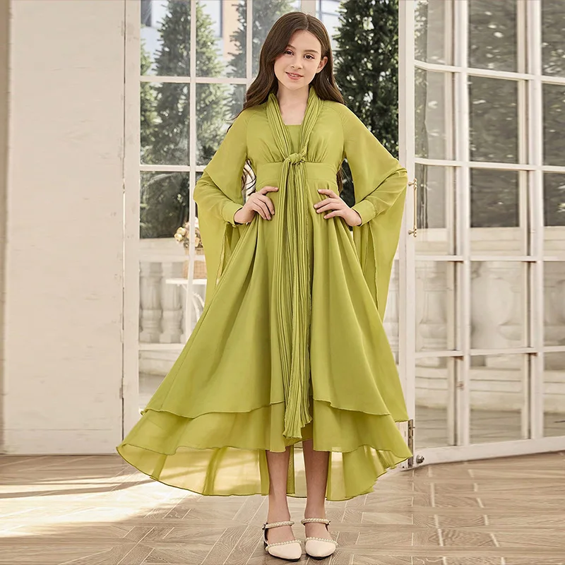 

Muslim Kids Girls Party Dress Abaya Morocco Dress Kaftan Islamic Child Clothes Eid Ramadan Jalabiya Arabic Robe Caftan Dresses