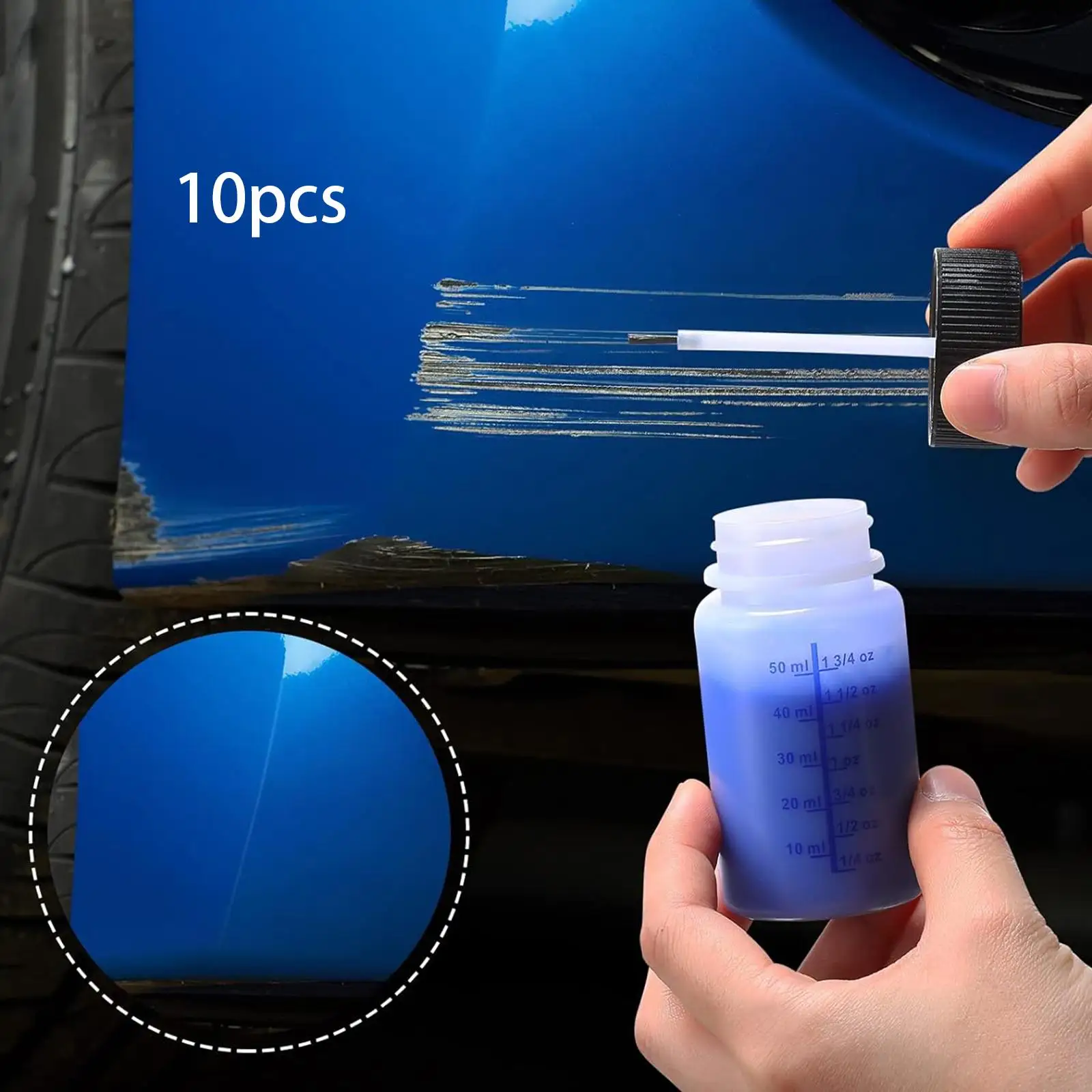 Portable Paint Touch Up Bottles Empty 60ml with Brush Lid for Car Scratch Repair Reusable HDPE Container