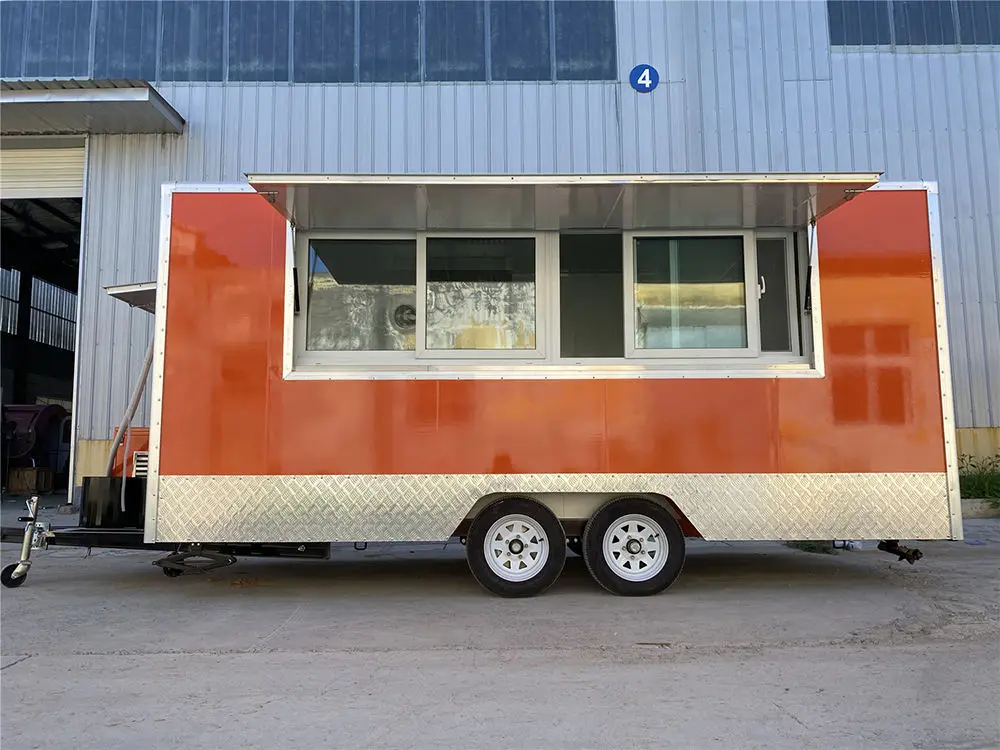 OEM Coffee Kiosk Snack Pizza Taco BBQ Hot Dog Ice Cream Cart Concession Food Trailer Mobile Food Truck with Full Kitchen