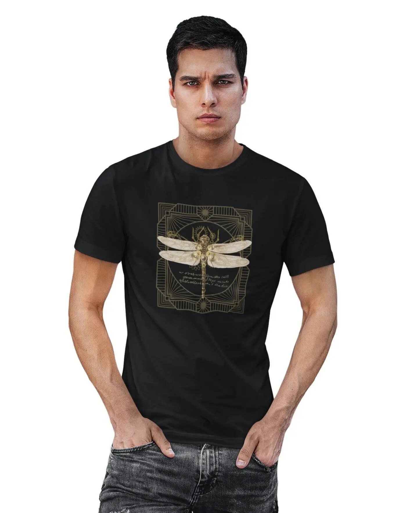 Steampunk Dragonfly Men's T shirt Geometric Animal Motif Nature Man Idea Birthday