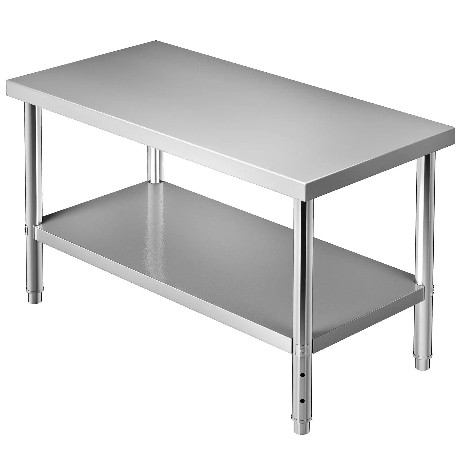 VEVOR Stainless Steel Prep Table, 48 x 30 x 34 Inch, 550lbs Load Capacity Heavy Duty Metal Worktable with Adjustable Undershelf,