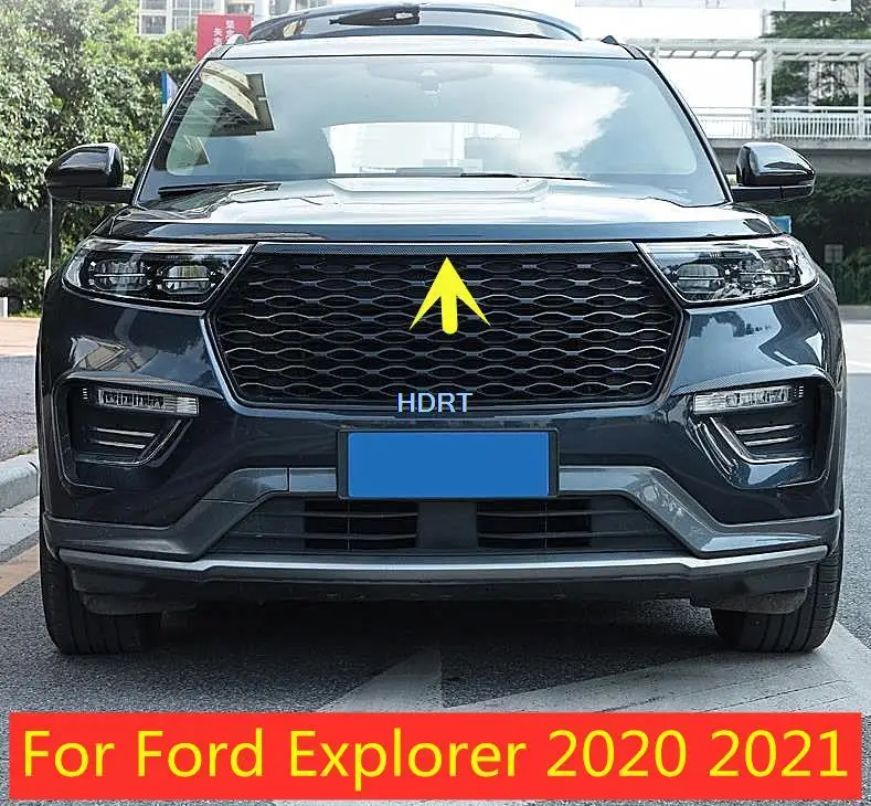 

For Ford Explorer 2020 2021 Car Accessories Carbon fibre Front Grille Accent Cover Mesh Trim strip Molding Styling Bezel Garnish