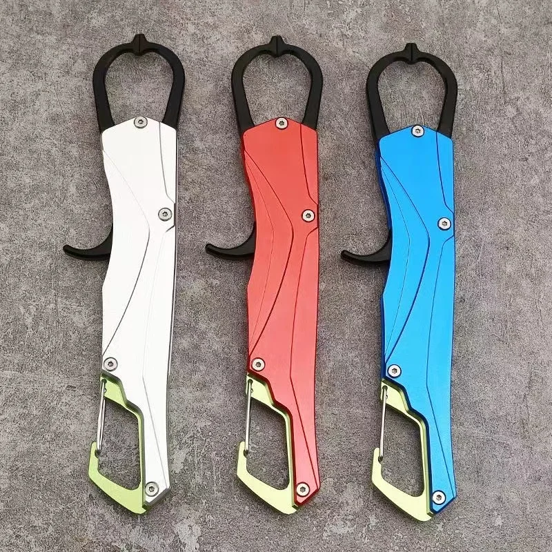 Gun Handle Fish Control Device Stainless Steel Aluminum Alloy Fish Lip Clip Anti-Rust Lure Grasp Carry Pick Plier Anti-lost rope