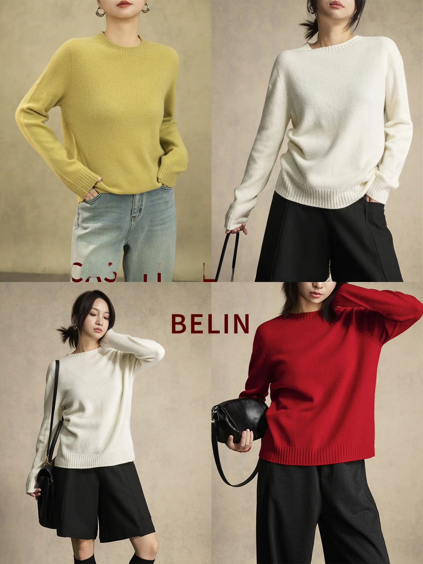 

Женский вязаный свитер Belin Cloud из экстремально тонкой шерсти, свободного кроя, стройнящий, универсальный, осенне-зимний, новый, простой и элегантный