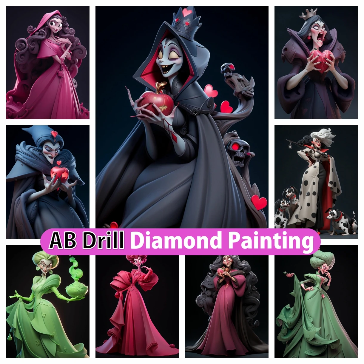 

Disney Villains AB Diamond Painting Kit Evil Queen Embroidery Mosaic Picture Rhinestones DIY Cross Stitch Set Cartoon Decor Home