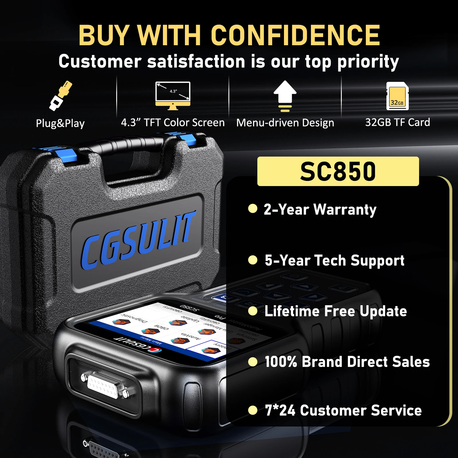 Original SC850 D2 Automobile Scanner OBDII/EOBD Car Code Reader Model M3 Diagnostic Tools for Car Inspection
