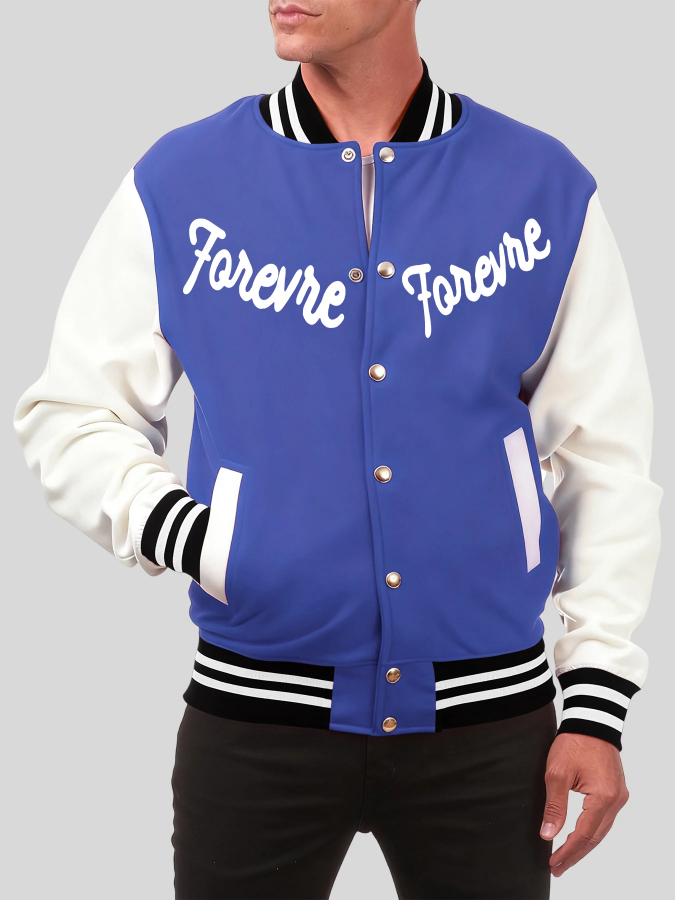 

Forever Young And Happy Printed Jackets Man Fashion Autumn Baseball Uniform Casual American Clothes Oversized Cotton Streetwear