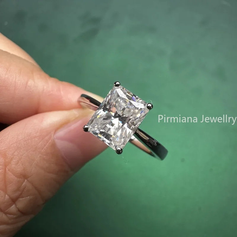 Pirmiana Classic 4 prongs Design S925 Silver 3.0ct D VVS1 Moissanite Ring Customized 9K 10K 18K White Gold available