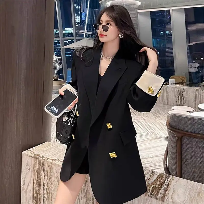 New Women Clothing Korean Fashion Office Lady Business Casual Blazer Vintage High Street Minimalist Elegant Chic Loose Suit Coat