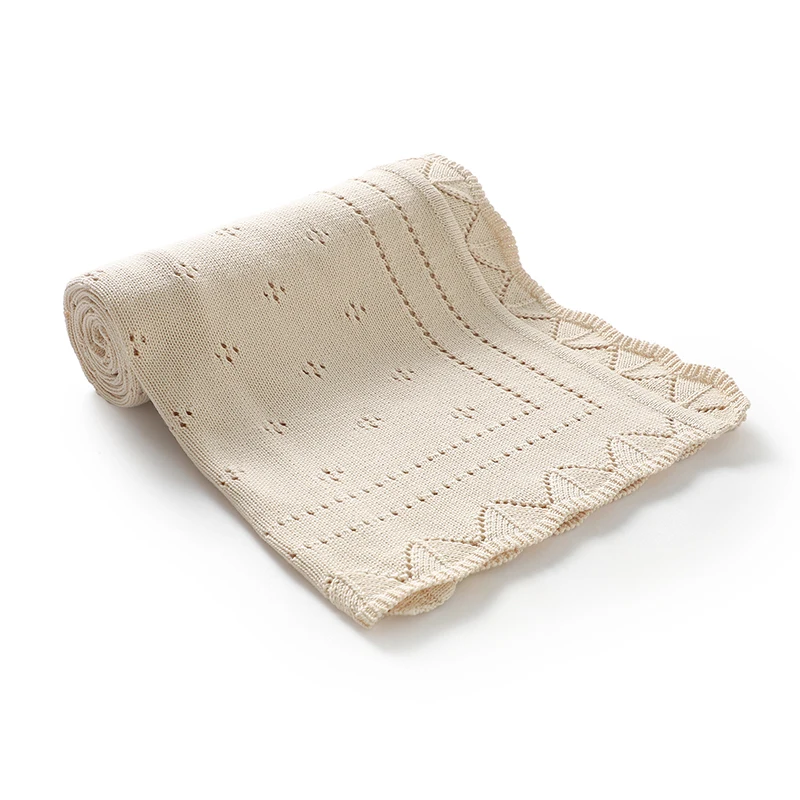 Baby Blankets Cotton Knitted 100*80cm Newborn Boys Girls Monthly Stroller Nursery Swaddle Wrap Lightweight Throw Quilt Sleepsack
