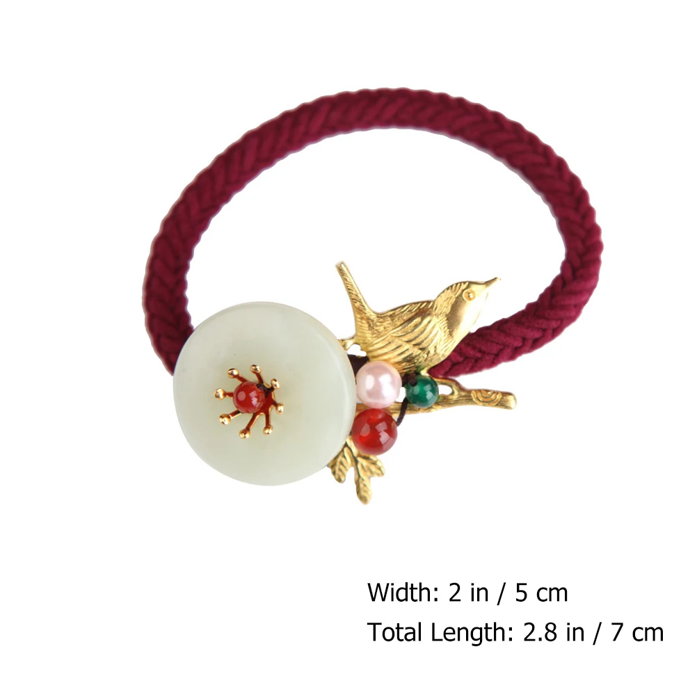 

Copper Hair Tie Headb Lightweight Circle Accessory Red Agate Pearl Elastic Rope Ponytail Holder Jade Loop Headdress Hair Tool
