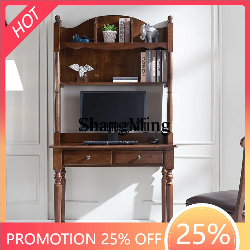 

CL wood desk bookshelf integrated student home computer desk modern simple small apartment study table