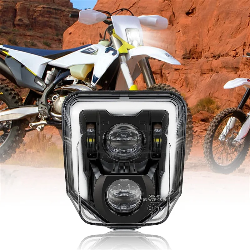 Imagem -03 - Motocicleta Led Farol para Husqvarna Dirt Bike Farol Lâmpada de Enduro 125 250 300 501 701 250i 300i Fe250 Fe350