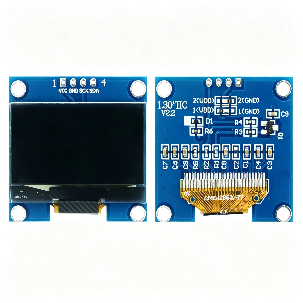 1.3 Inch OLED Display Module 128x64 I2C IIC 4Pin SH1106 SSD1306 Driver Blue White Color Screen for Arduino Embedded Projects