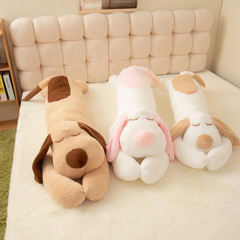 110-150cm de dibujos animados cachorro durmiendo almohada de felpa acogedor deitado sujo Perrito largo almohada para dormir cálido encantador compañero para niños