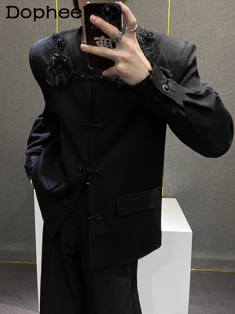 

Men's 2025 Autumn New High-End Stylish Tailored Coats Chic Comfort Suit Jackets Fashion 3D Embroidery Button Decoration Blazers