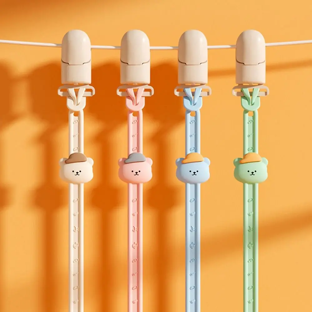 Cute Elastic Bear  Food Grade Safety Silicone Molar Chain Baby Pacifier Chain Pacifier Clips Chains Lanyard
