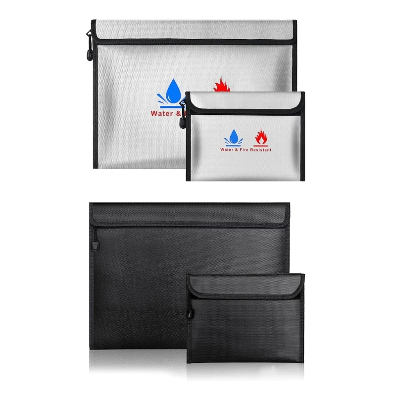 Fireproof Document Bag Waterproof Fireproof Money Safe File Storage Bag for Money Files Documents, Jewelry