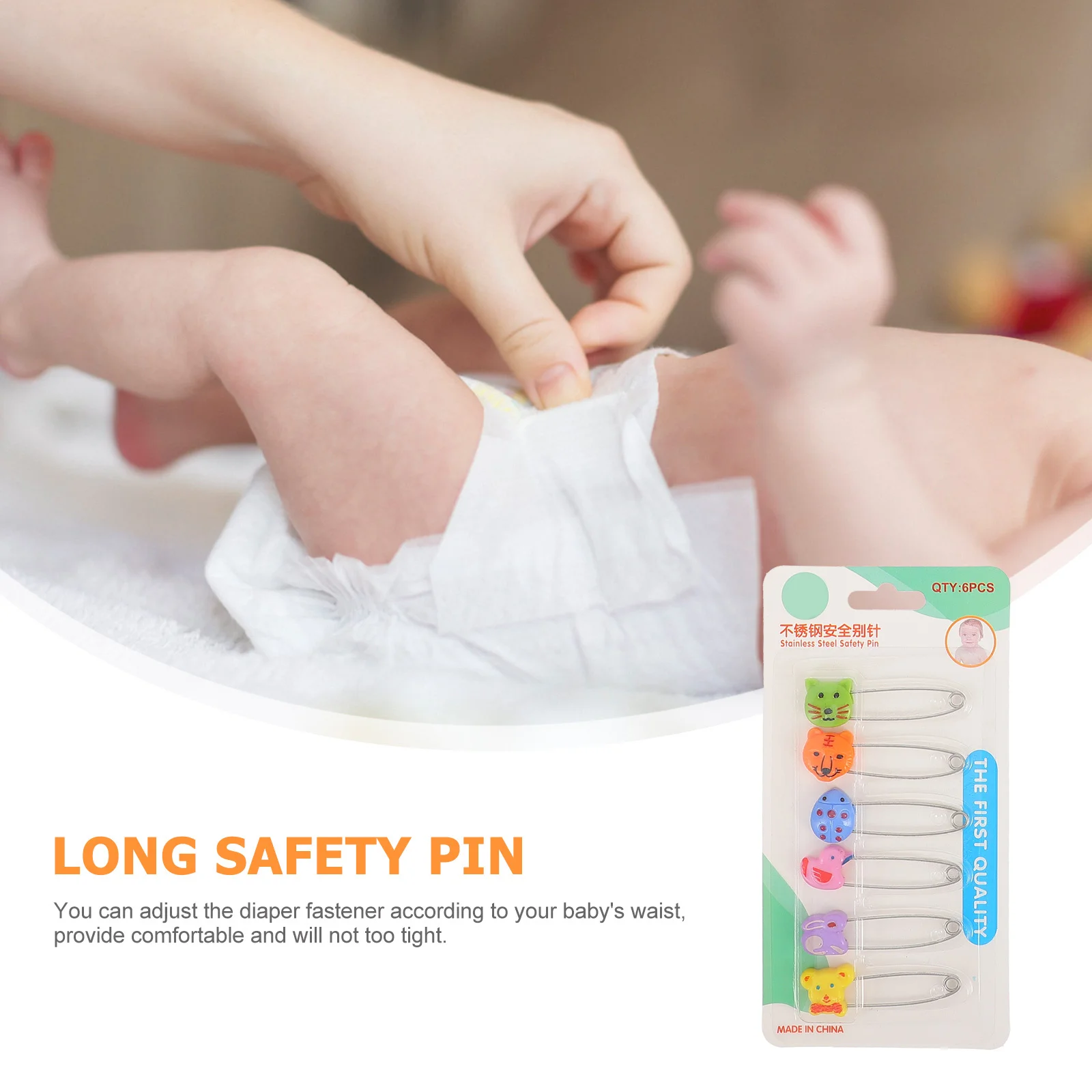 30 قطعة دبابيس حفاضات الحيوان البلاستيك رئيس دبوس أمان طويل ملابس الطفل السحابات الرضع الوليد الحفاض عقد مانعة للتسرب قابل للتعديل #3