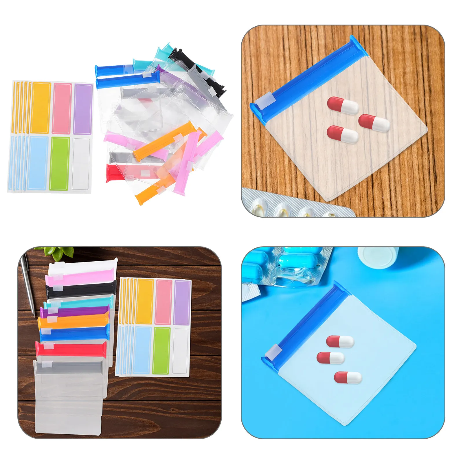 27Pcs Small Pill Organizer Bags Zippered Reusable Medicine Pouch Travel Daily Pill Container Self Sealing Plastic Bag Labels