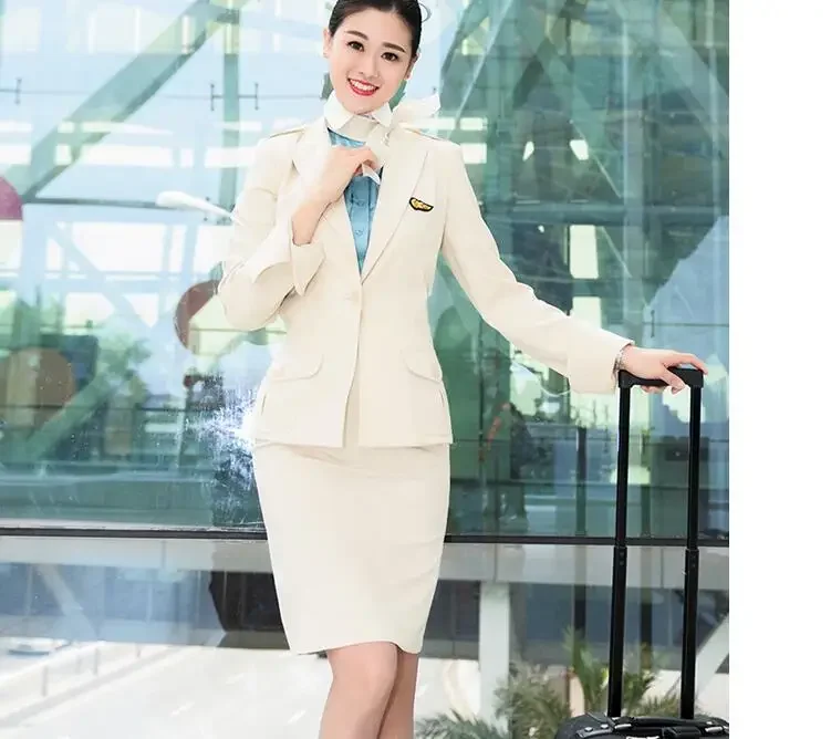 Korean Flight Attendant Uniform Spring Blazer aviation Coat Women Not Skirt