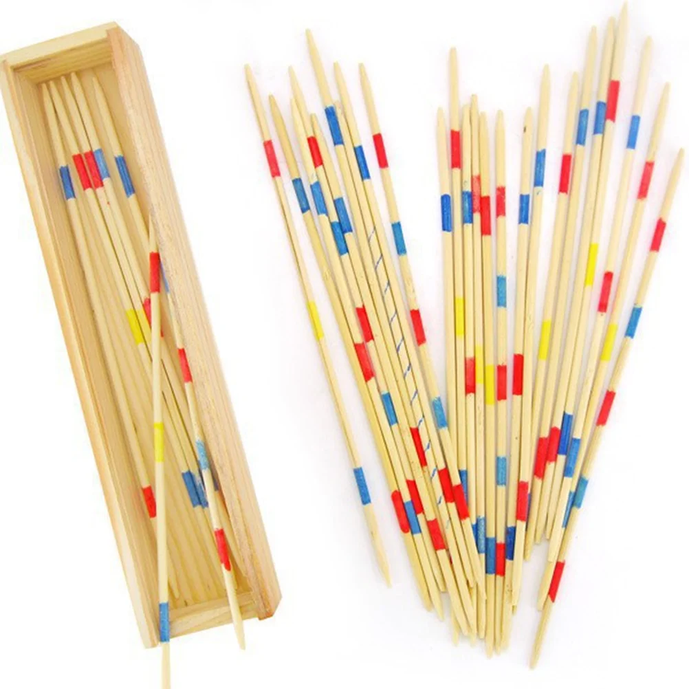

1 Set Traditional Mikado Spiel Pick Up Sticks With Box Multiplayer Game Baby Educational Wooden Board Games Stick Drop Shipping