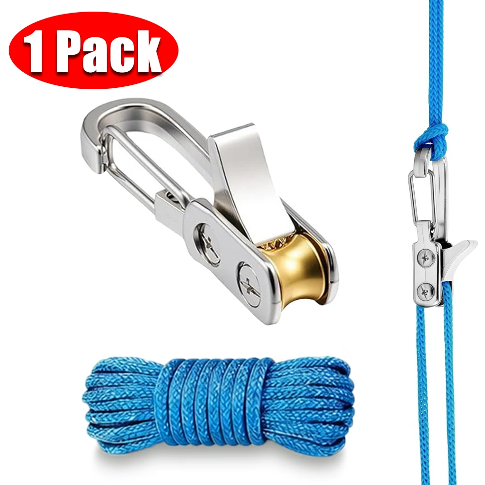 Seilbindewerkzeug und Spanner mit Rollenspanner, robuste einziehbare Schnalle mit Zubehörseil, geeignet für Camping